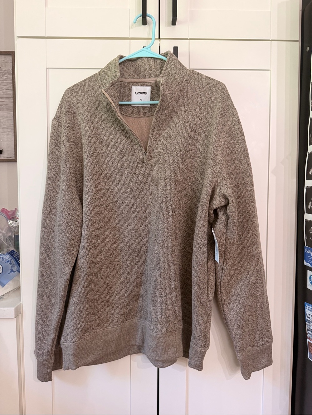 Sonoma Men’s Quarter-Zip Sweater in Taupe